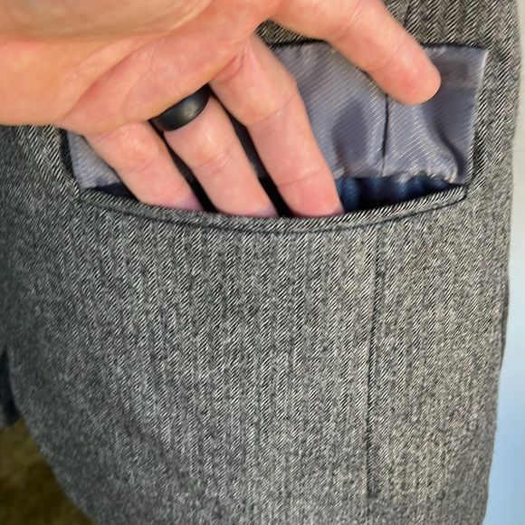 -Loro Piana M Ram Cashmere Silk Wool Blend Grey Herringbone Blazer Men's 42R - Picture 8 of 12